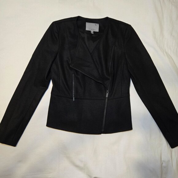 Classiques Entier Black Wool-Blend SZ S Asymmetrical Zip Blazer Jacket - Picture 1 of 7